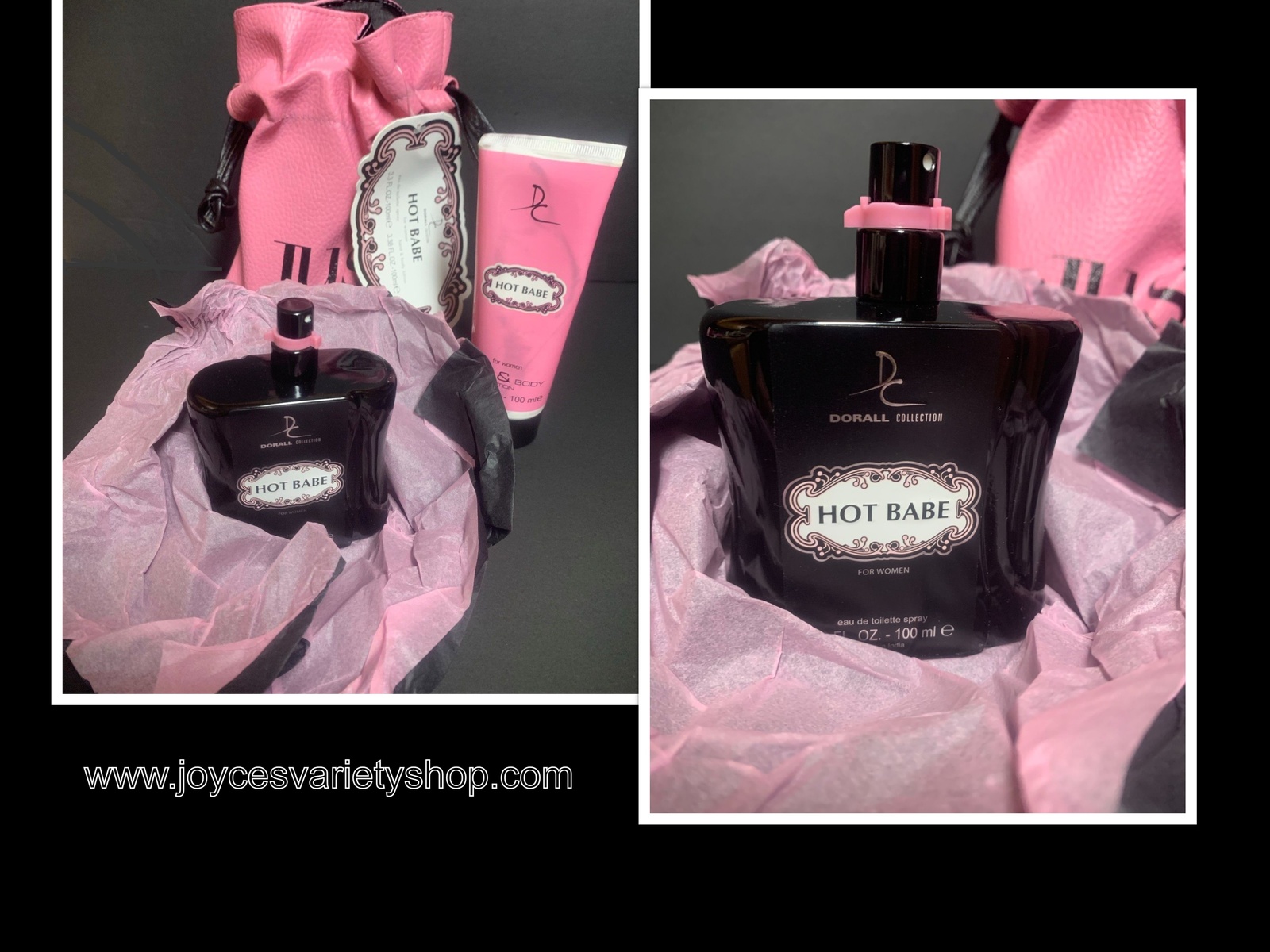 Primary image for Dorall Collection Hot Babe Scented Perfume Spray & Body Lotion Pink Leather Bag