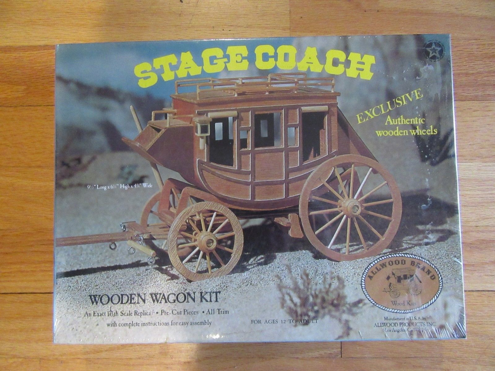 10B/VINTAGE WOODEN WOOD WAGON MODEL/KIT/STAGECOACH/ALLWOOD BRAND/SEALED ...