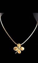 Vintage Irish Necklace / Lucky genuine gold dip green clover / sweethear... - $125.00