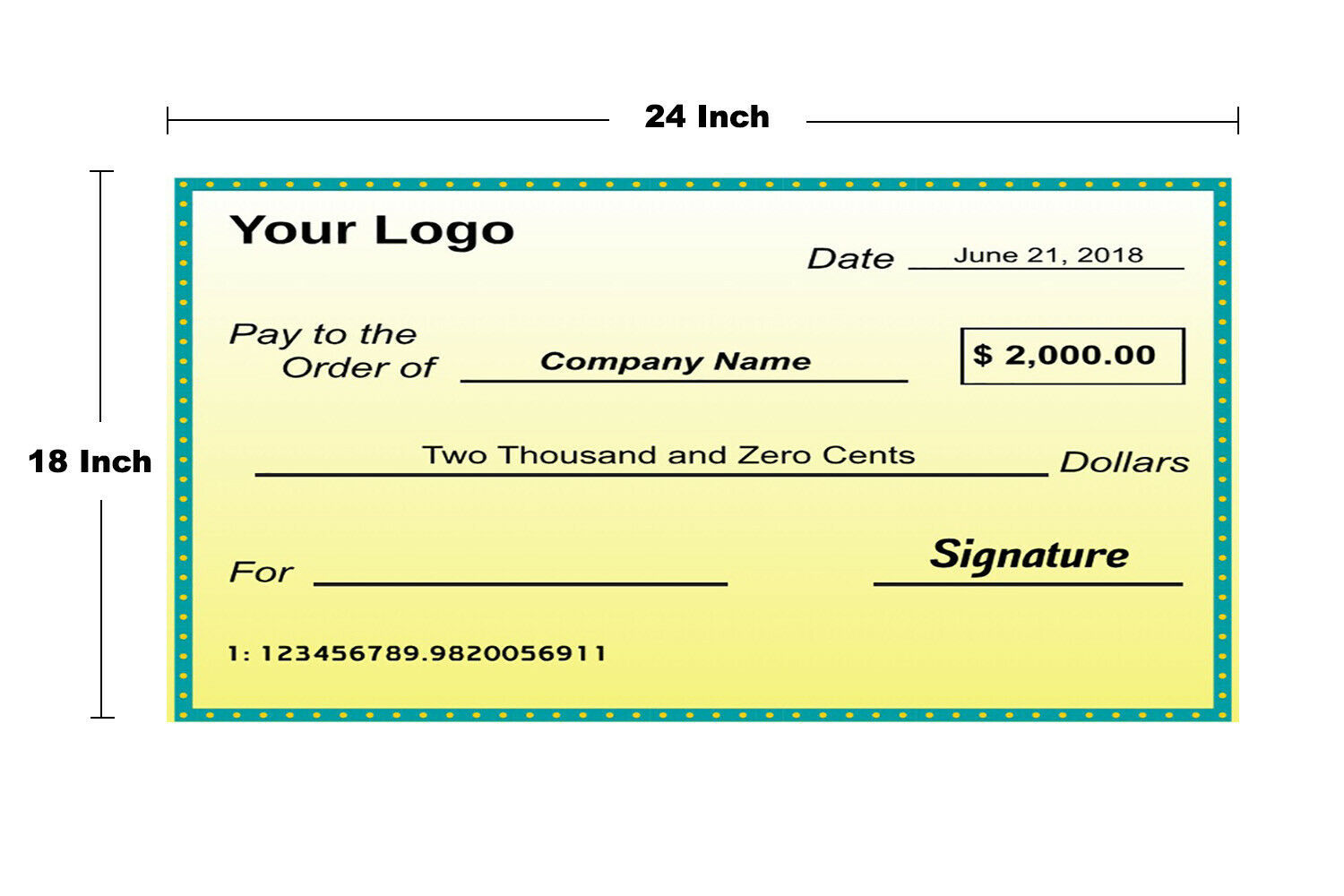 Giant Fake Award Presentation Check Personalized Large Novelty