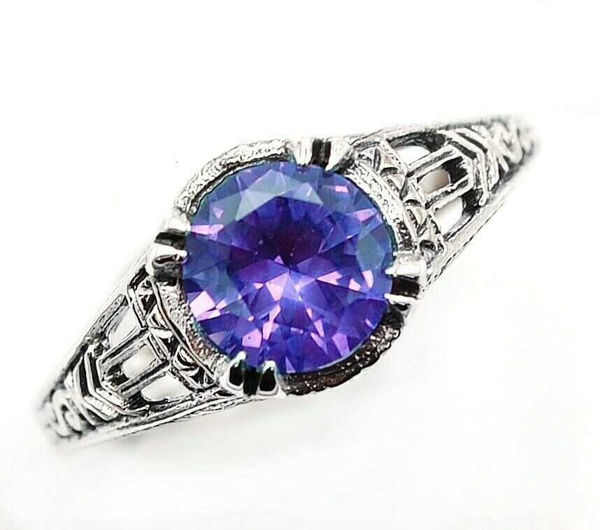 2CT Color Changing Alexandrite 925 Solid Sterling Silver Ring Jewelry ...