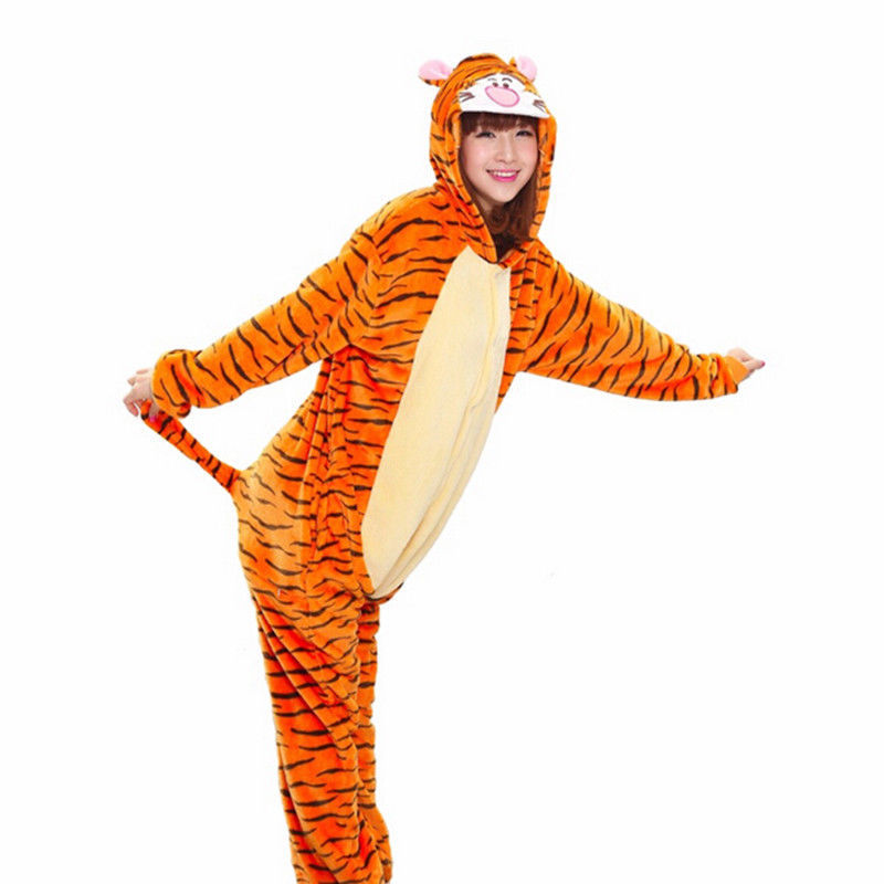 Unisex Animal Pajamas Adult Tigger Kigurumi Halloween Cosplay Costume