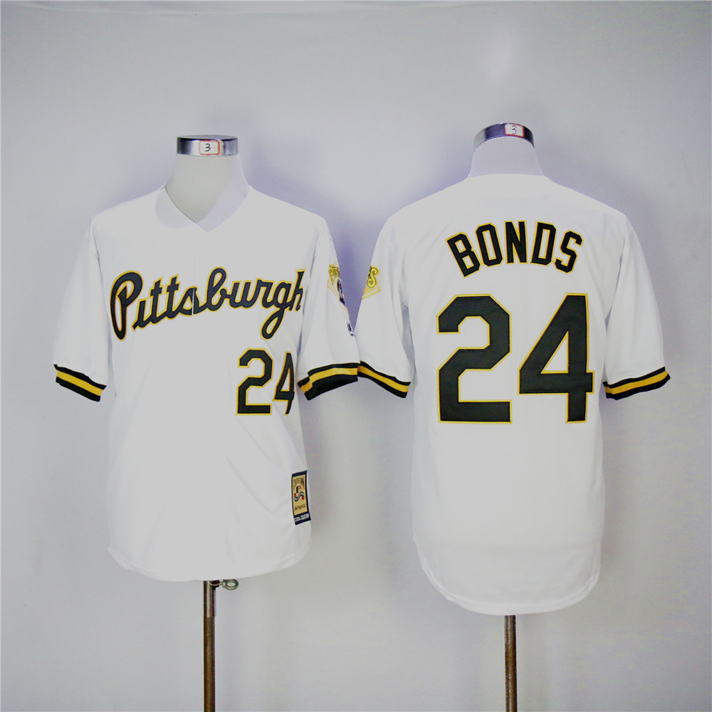 Men's Pittsburgh Pirates 24 Barry Bonds Jersey Baseball White Retro