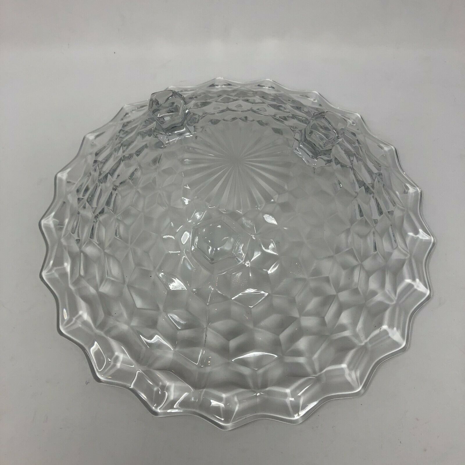 Authentic Fostoria Clear Cubist Large Serving Vegeta Bowl American