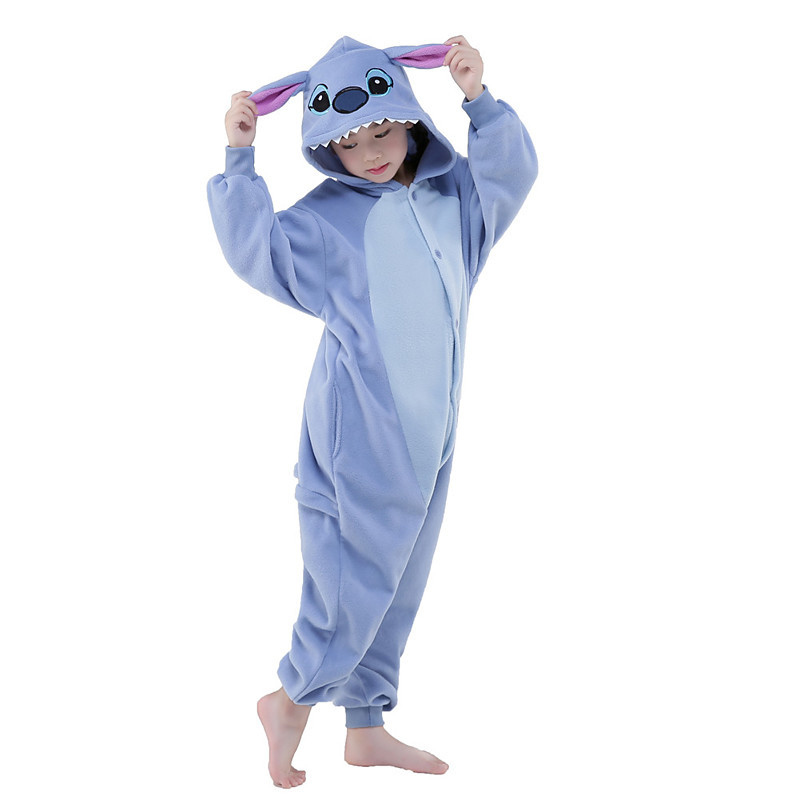 Kid's Kigurumi Pajamas Cartoon Blue Monster Onesie Pajamas Polar Fleece