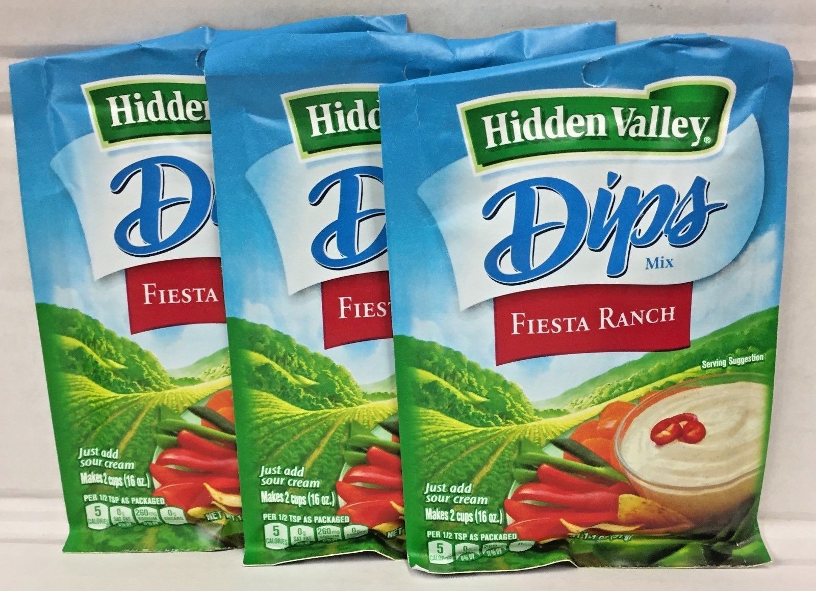 Hidden Valley Dips Fiesta Ranch Dip Mix 3 Pack - Condiments