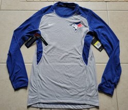 Nike Dri-Fit Toronto Blue Jays Baseball Shirt Men&#39;s S Gray Long Sleeve N... - $19.20