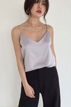 Summer Silky V-Neck Sleeveless Party Tank Top Sleeveless Summer Top US0-US12 image 2