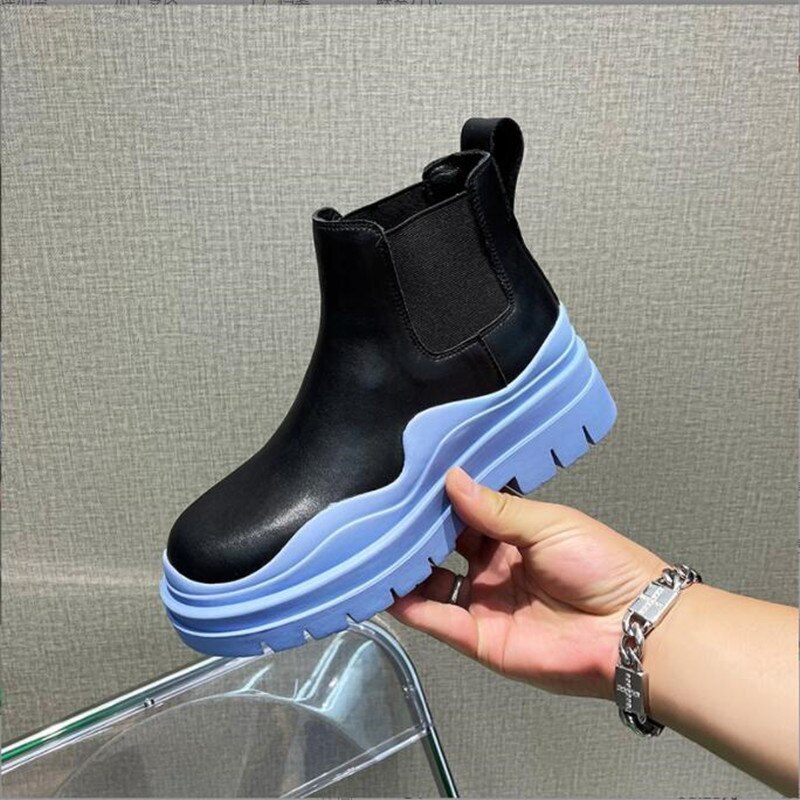 Women Fashion Ankle Boots Thick Bottom Lady Chelsea Boot Platform Woman Short Bo