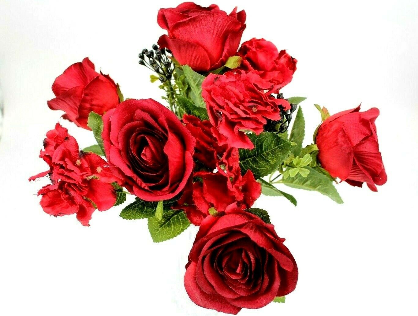 Artificial Red Rose Flower Bouquet home decor wedding fake floral