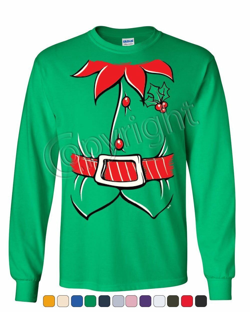 Elf Shirt Long Sleeve T-Shirt Funny Christmas Xmas New Year Holiday