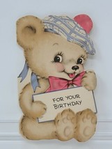 Vintage 1940s Hallmark Bear Birthday Greetings Card Diecut Hall Bros Kids Card - $9.89