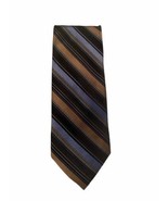 Stafford Performance Navy Tan Striped 100% Silk Necktie Tie - $13.95