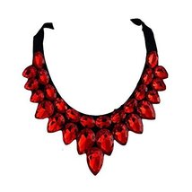 [Red Drops] Women Acrylic Choker Necklace False Collar Removable Fake Collar - $14.72