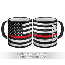 MILLER Family Name : Gift Mug American Flag Firefighter Thin Line Personalized - $15.90