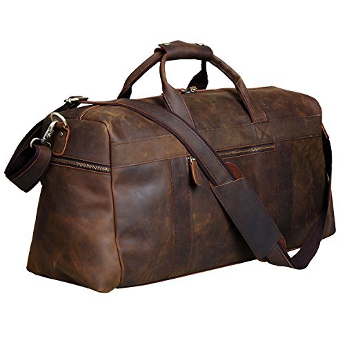 S-ZONE Vintage Crazy Horse Leather Men's Travel Duffle luggage Bag ...