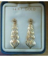 Signed JCM 14k Yellow Gold Graduated Heart Post Earrings - $110.00