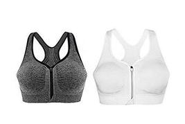 Gentle Meow 2 Pack Women&#39;s Zipper Front Closure Sports Bra Exercise Unde... - $30.26