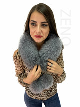 Blue Frost Fox Fur Scarf  31' (70cm) Saga Furs Natural Fur Detachable PomPom's image 1