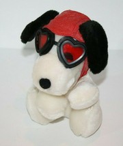 SNOOPY 7" Plush Dog Red Baron Heart Goggles Hat Stuffed Toy Peanuts Teleflora - $24.16