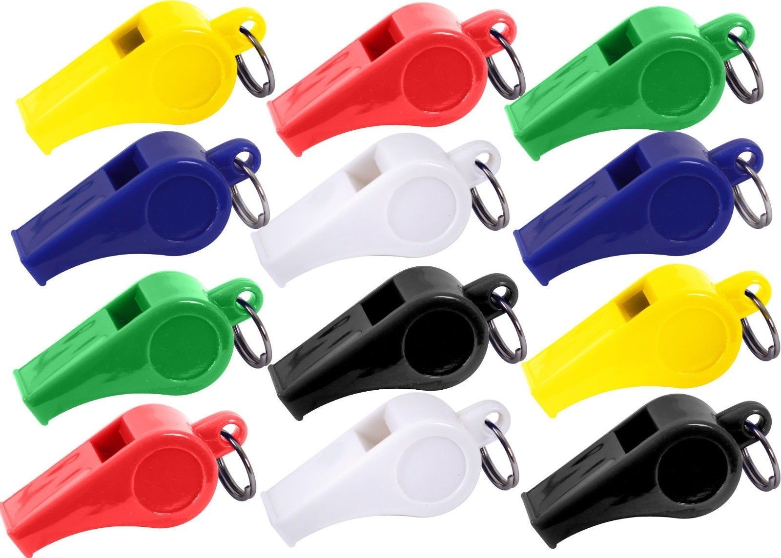 12 Assorted Colorful Plastic Referee Sports Safety Whistle - Other ...