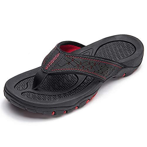 HOBIBEAR Mens Flip Flops Sport Thong Sandals Comfort for Outdoor Beach Black-b - Sandals & Flip 