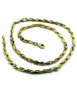 18K YELLOW WHITE GOLD CHAIN 4mm ALTERNATE 4+1 OVAL AND WHITE BIKE LINK 6... - $2,736.00