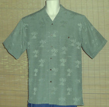 Bruno Hawaiian Shirt Green Silk Palm Trees Size Medium - $19.79