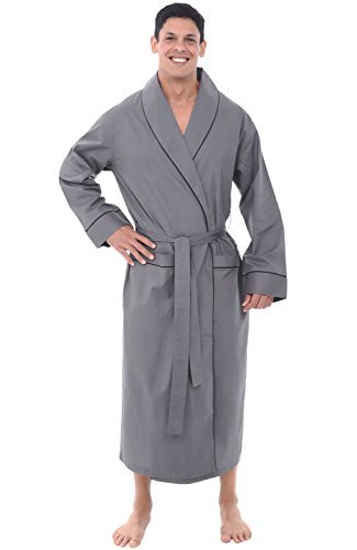 Alexander Del Rossa Mens Cotton Robe, Lightweight Woven Bathrobe, Large ...