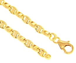18K YELLOW GOLD CHAIN SAILOR'S NAUTICAL NAVY MARINER BIG OVAL 4mm LINK, 20" image 2