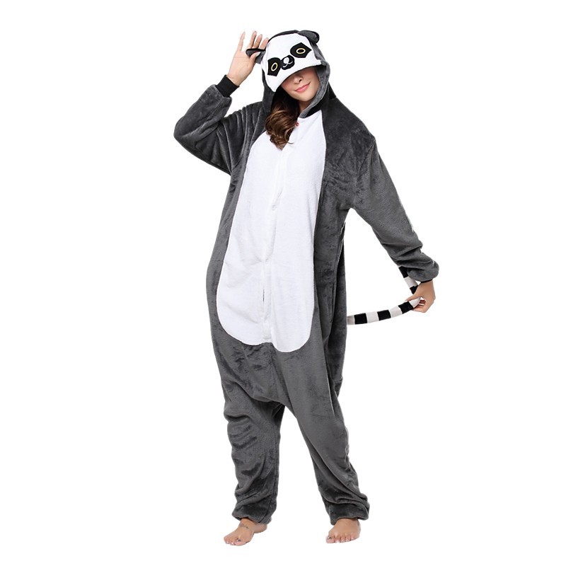 Adults' Kigurumi Pajamas Monkey Lemur Brown Cosplay Animal Sleepwear