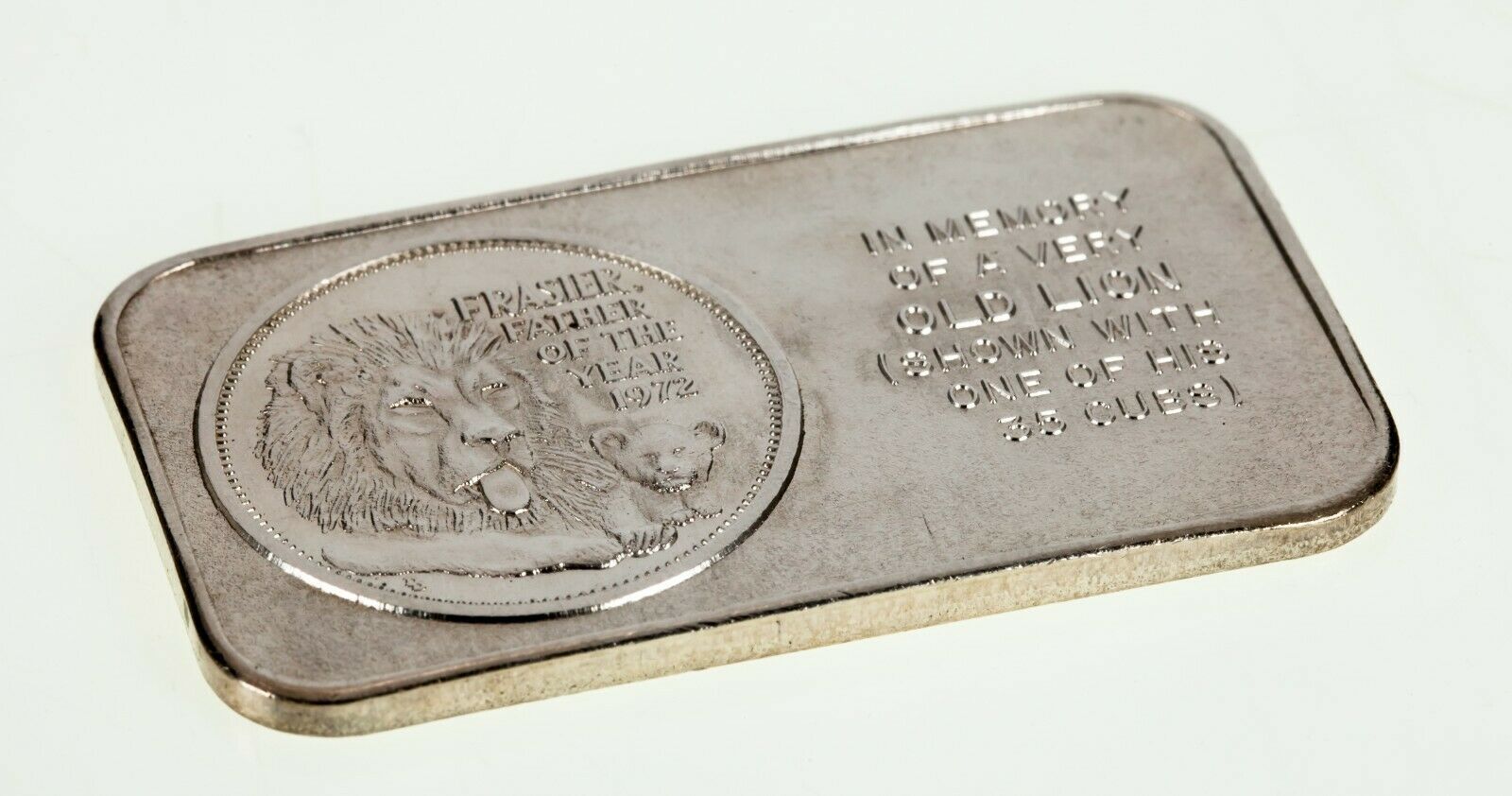 1973 Frasier Die Löwe Pioneer Ungebraucht Kunst Barren 1 Oz. Silber Verbindung - Silver