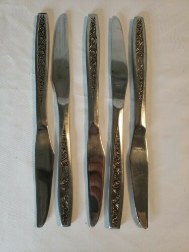 Five Dinner Knives NORCREST Stainless Flatware Rogers Co BRENTWOOD 