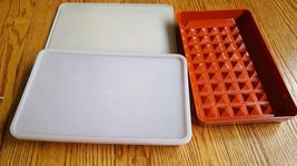 Vintage Tupperware Rectangle Deli Coldcuts Keeper set of 2 Paprika Red Box - $5.11