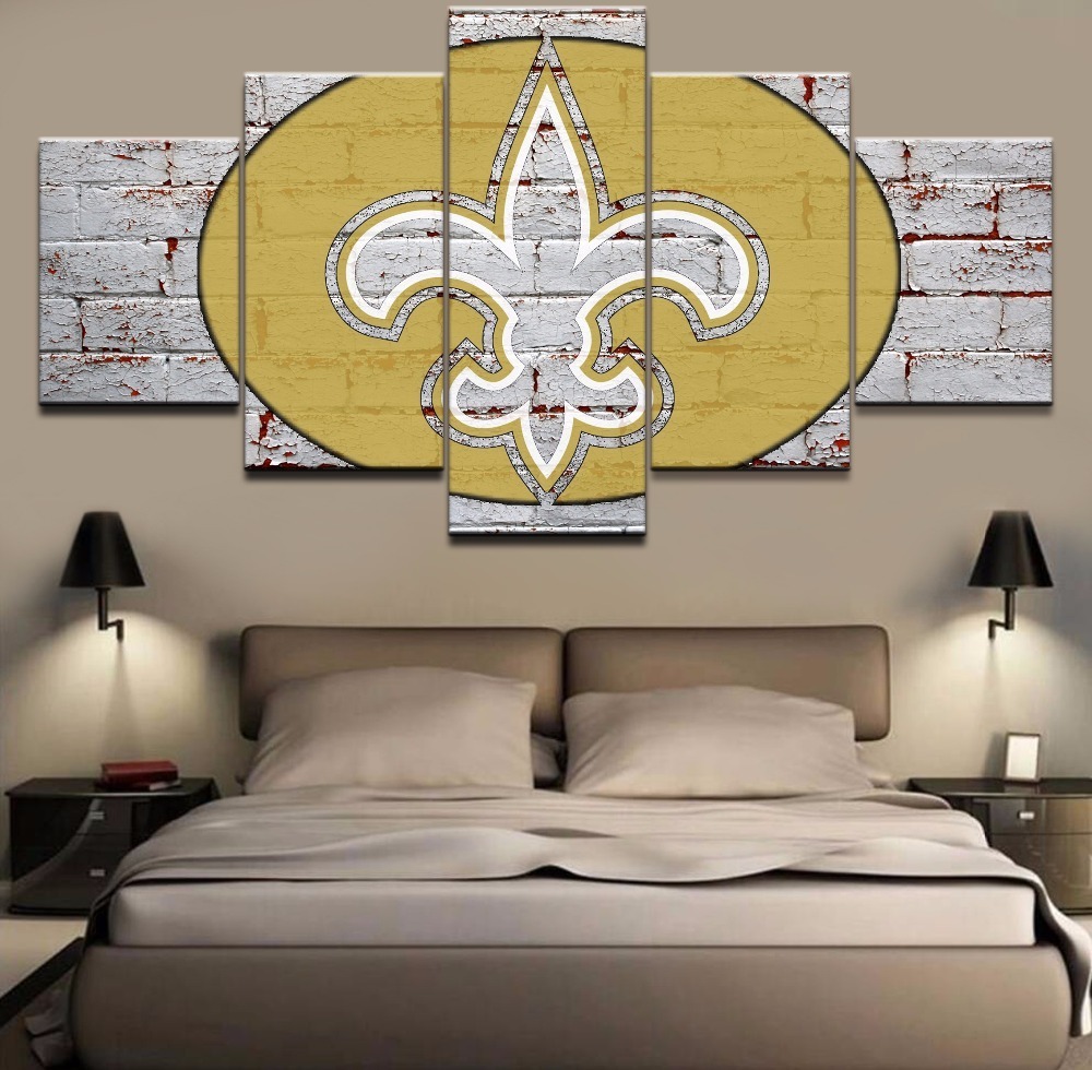 5 Piece New Orleans Saints Football Team Sports Canvas