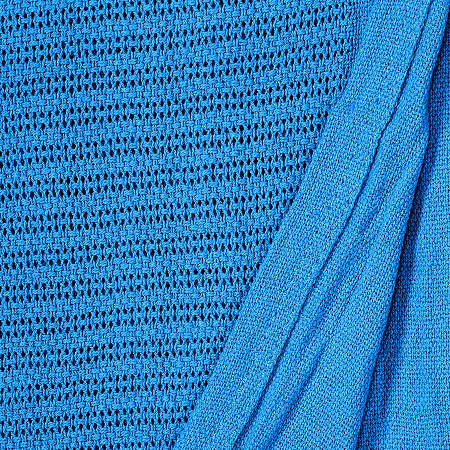 Cable Knit King Blanket Blue 108" x 90" Woven Thermal Cotton Blanket