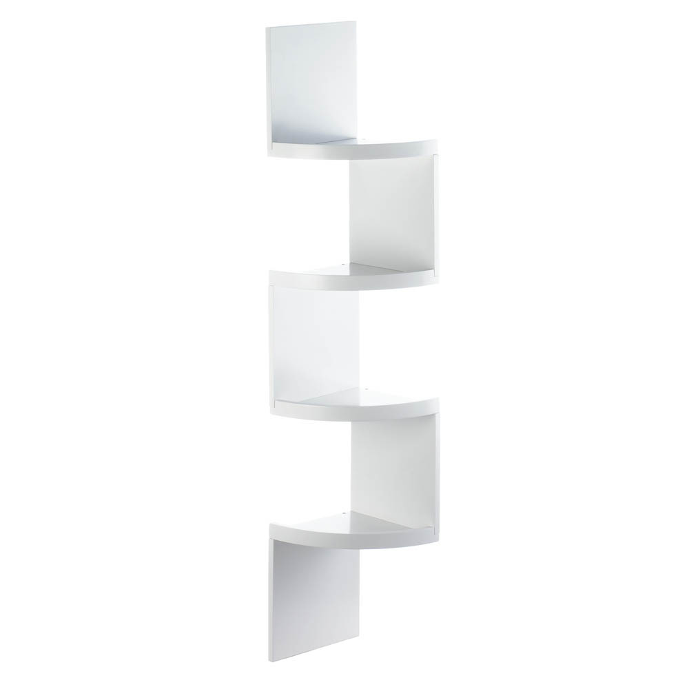 Corner Shelf Unit, Corner Storage Shelf Rustic White 4-tier Corner Wall ...