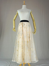 Champagne Maxi Tulle Skirt Outfit Floor Length Tulle Skirt Wedding Party Skirt image 4