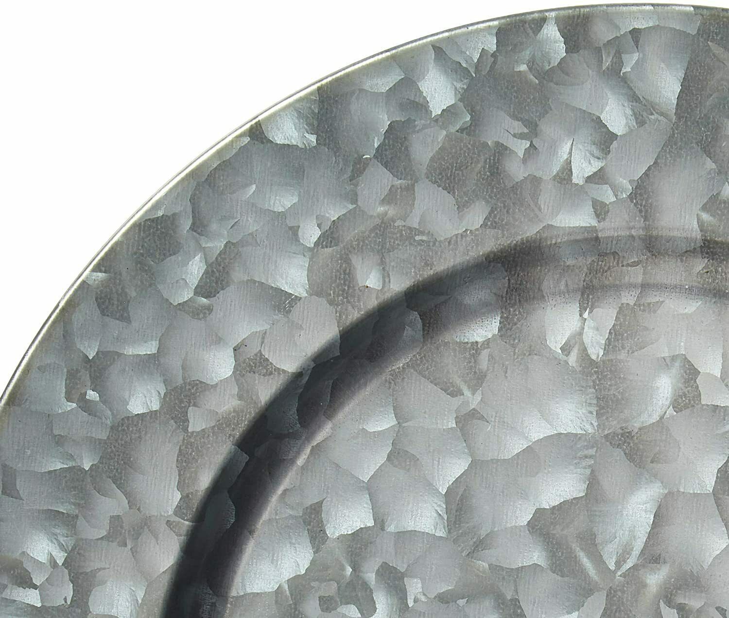 Nice Galvanized Metal 13" Dinner Plate Chargers Rustic Farmhouse