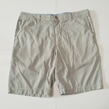 Tommy Bahama Mens 36 Chino Shorts Flat Front Silk Cotton Pockets Belted Gray-Tan - $24.99