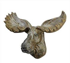 Moose Head Plaque Resin 22" Wide Wall Weathered Brown Hunting Man Cave Cottage  image 1