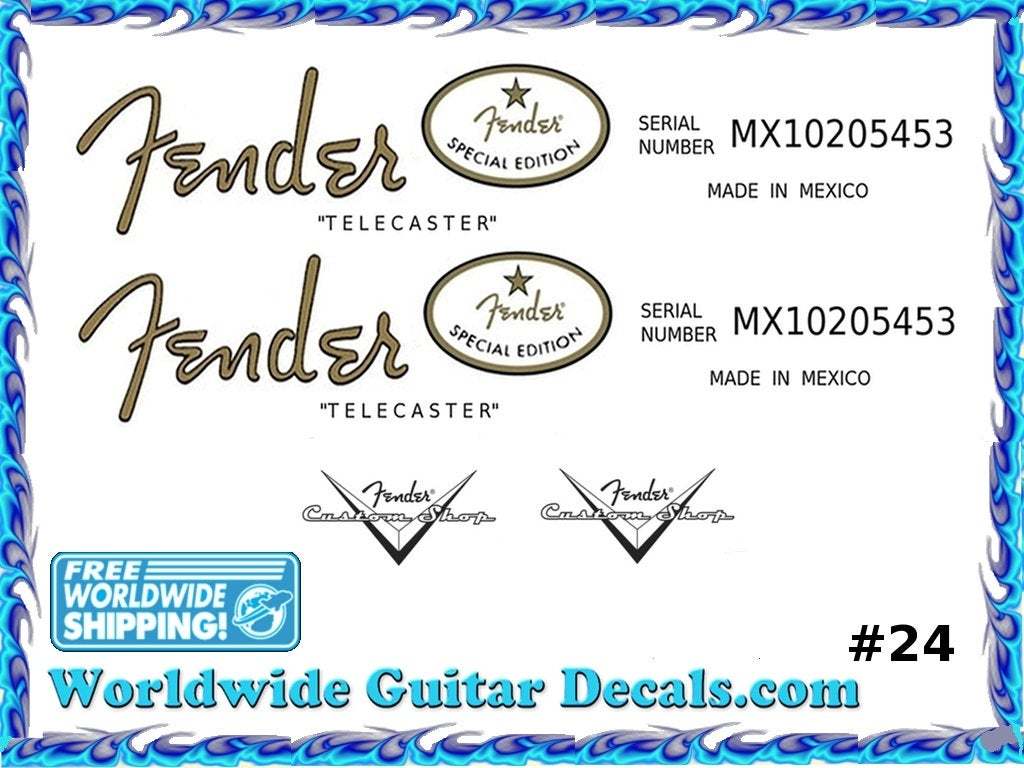 Fender Telecaster Guitar Decal Headstock Restoration Waterslide Logo 24 ...