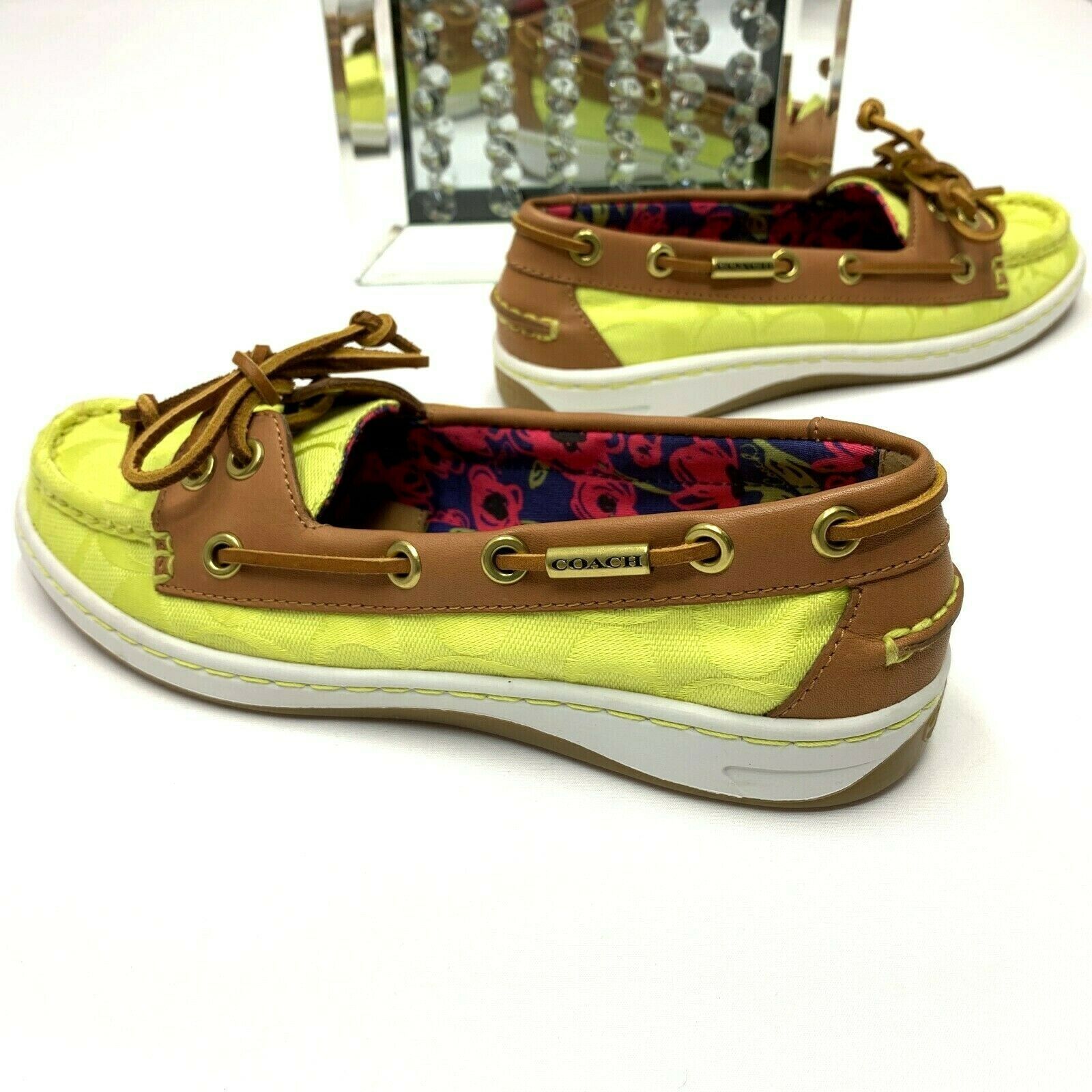 Womens COACH Richelle Boat Shoes 6 B Bright Citrine Yellow