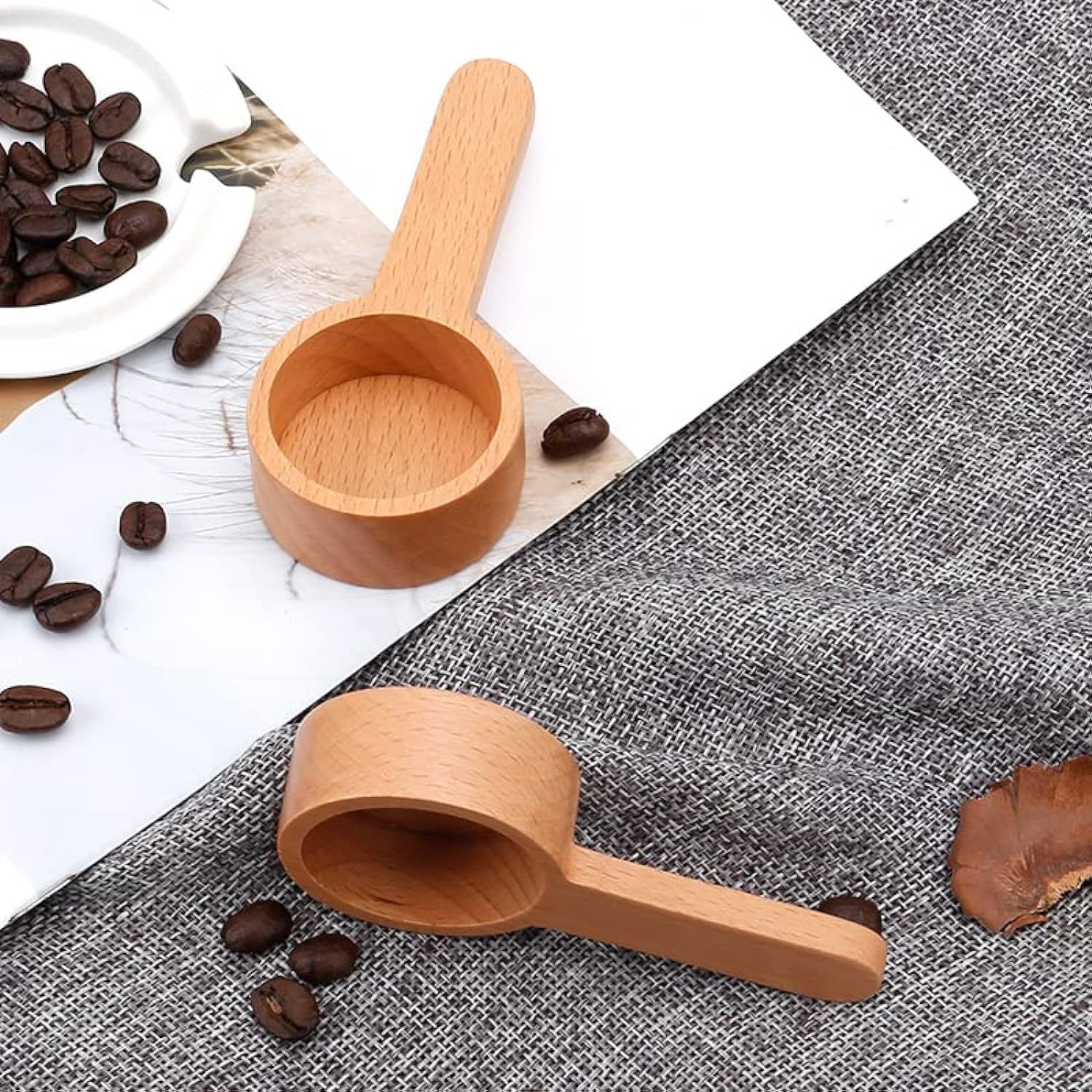 Mr. Woodware mr.woodware 2 pcs wooden scoops - 6 inch natural beech wood  measuring mini scoop set for coffee, flour, sugar, spice, powder