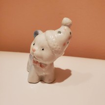 Vintage Animal Figurine, Porcelain Blue Bear or Cat with Clown Hat and Bowtie image 3