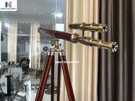 Nautical Floor Standing Solid Brass/Leather Griffith Astro Telescope 64" image 5
