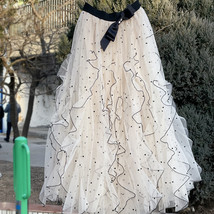 Ivory Polka Dot Tulle Skirt , Ivory Tulle Maxi Skirt Wedding by Dressromantic image 3