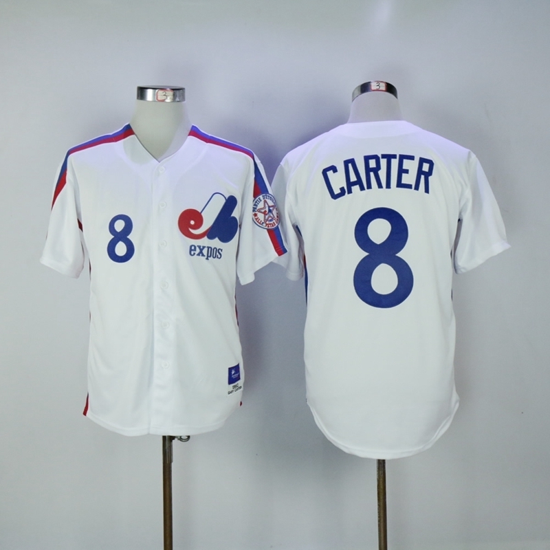 Montreal Expos 8 Gary Carter Baseball Jersey White Retro BaseballMLB