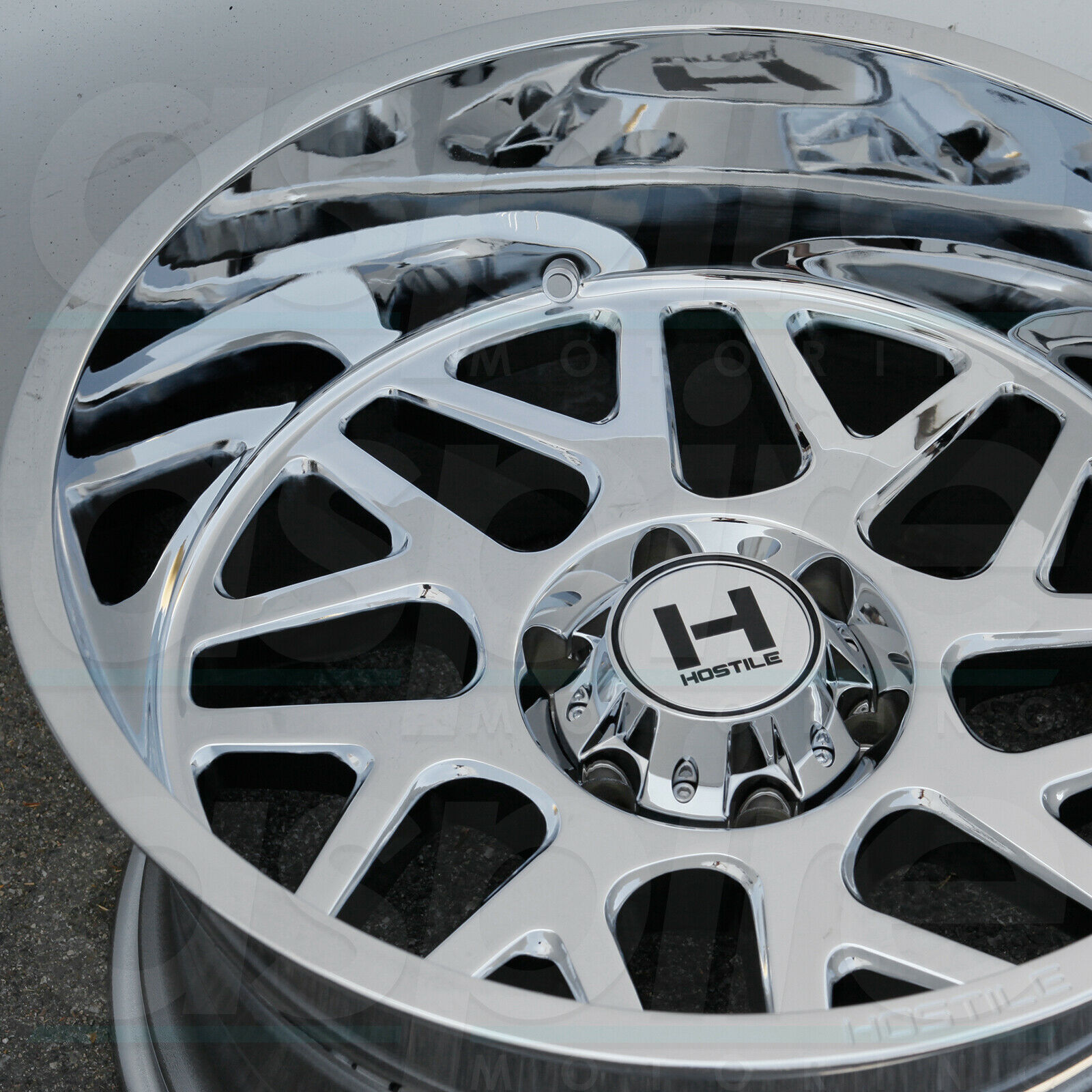 One 24x14 Hostile H108 Sprocket 8x180 76 Chrome Wheels Rims Wheels