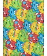 New A.E. Nathan Multi Color Packed Monsters on Comfy Flannel Fabric bt H... - $3.96